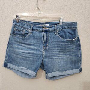 Levi Straus Signature Shorts Womens Size 12 Mid Rise Denim  Blue Rolled Hem